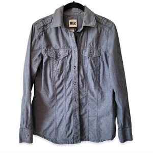 MEC Organic Cottion Button Down Shirt Blue-Grey Chambray Size S